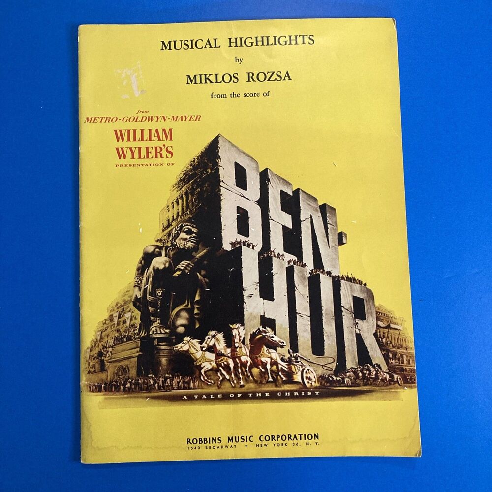 Ben-Hur Musical Highlights Piano Sheet Music Vintage 1959 Robbins Music Corp.